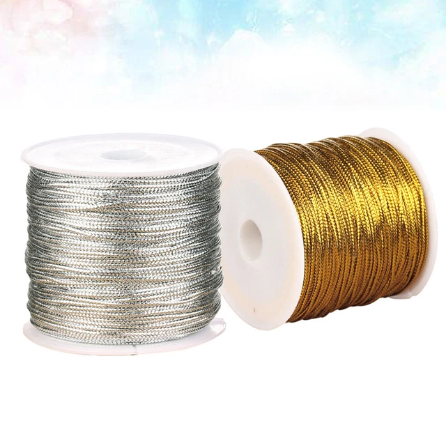Cable de cuentas de cuerda con etiquetas doradas de 2 rollos