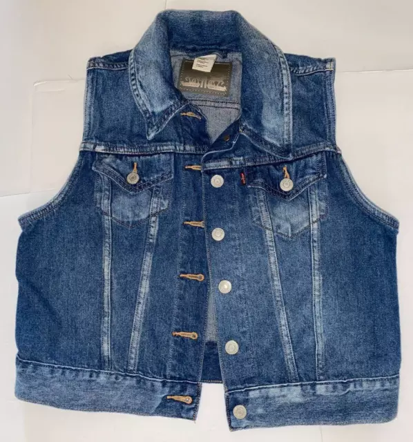 Levi's Jeans Women's Blue Denim Sleeveless Trucker Vest  Jacket Size M