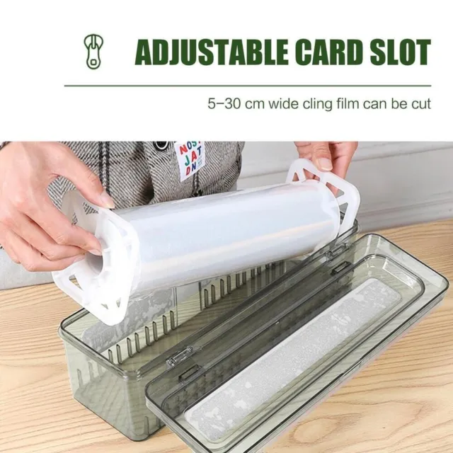Food Wrap Cling Film Cutter PET Plastic Film Storage Box  Kitchen