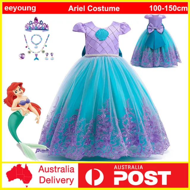 Kid The Little Mermaid Ariel Cosplay Girl Princess Dress Costume Book Week Suits