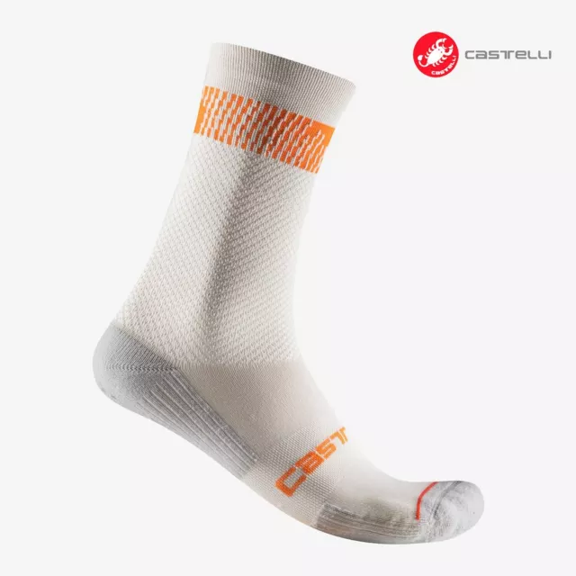 Castelli UNLIMITED 18 Cycling Socks : SILVER MOON/ORANGE DUST ~ One Pair