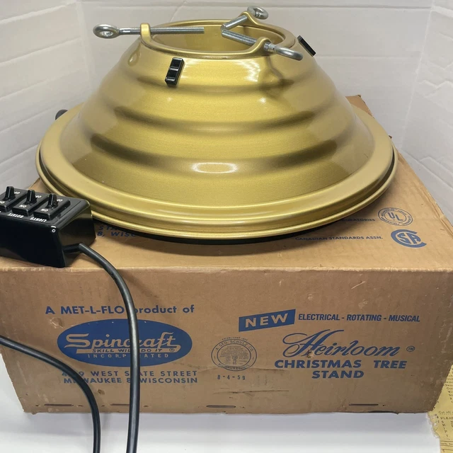 VINTAGE HEIRLOOM SPINCRAFT Musical Rotating Christmas Tree Stand NEW