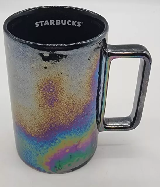2021 Starbucks Oil Slick Coffee Tea Mug Black Purple Iridescent Mirror Tall 12oz