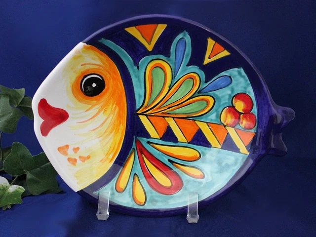 Vietri Italian Pottery Fish Plate Serving Dish Painted by Hand in Italy
