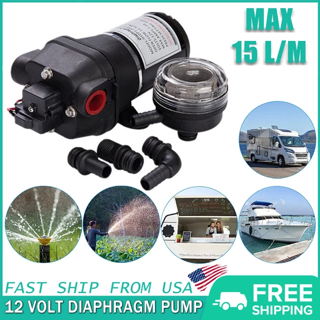 12V Water Pressure Diaphragm Pump Self-Priming Pump 55 PSI 4.0 GPM Boat RV