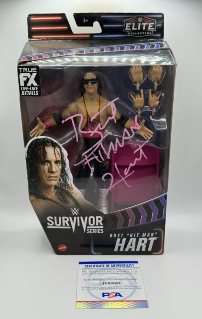 Bret Hitman Hart WWE Survivor Series Elite MIB, Autographed PSA authenticity