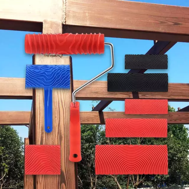 Ensemble d'outils de peinture à grain de bois 8x, avec poignée pour terrasse