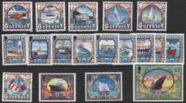Guernsey 1998 Maritime Heritage set - 18 values (no £4), MNH