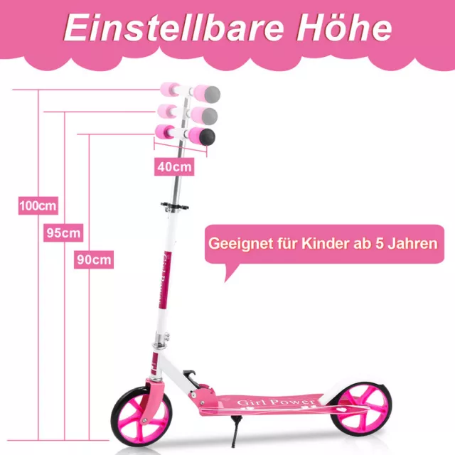 Kinderroller Cityroller Klappbar 205mm Rutschfest Scooter bis 100KG Funscooter 2