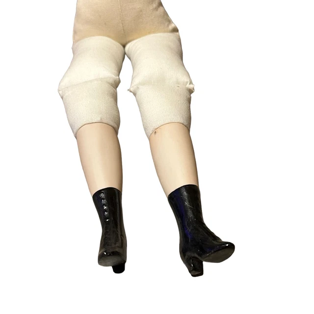 Bisque Porcelain Doll Cloth Soft Body Brown Hair Victorian Vtg Antique 18” 4