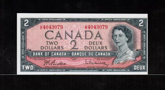 Canada $2 1954 Beattie/Rasminsky U/R 4043079 Error Out of Register Print Gem UNC