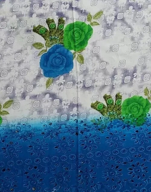 2 YARDS 100 Cotton vintage Printed Cut Work embroidery Border Fabric