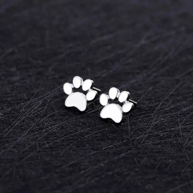 Stainless Steel Pet Paw Dog Cat Puppy Kitten Stud Earrings + Free Gift Bag