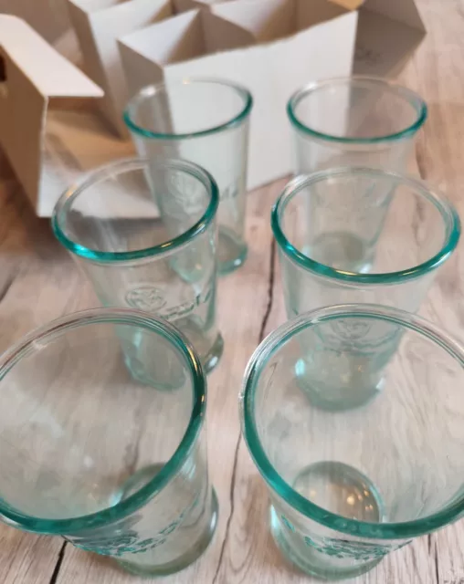 Bacardi Glas 6er Set, Mojito Rum grün bläulich Relief Gläser /Im Karton