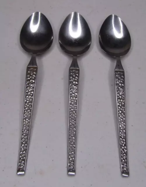 National Stainless Parma Floral Flatware  Lot of 3 Dinner Spoons Korea