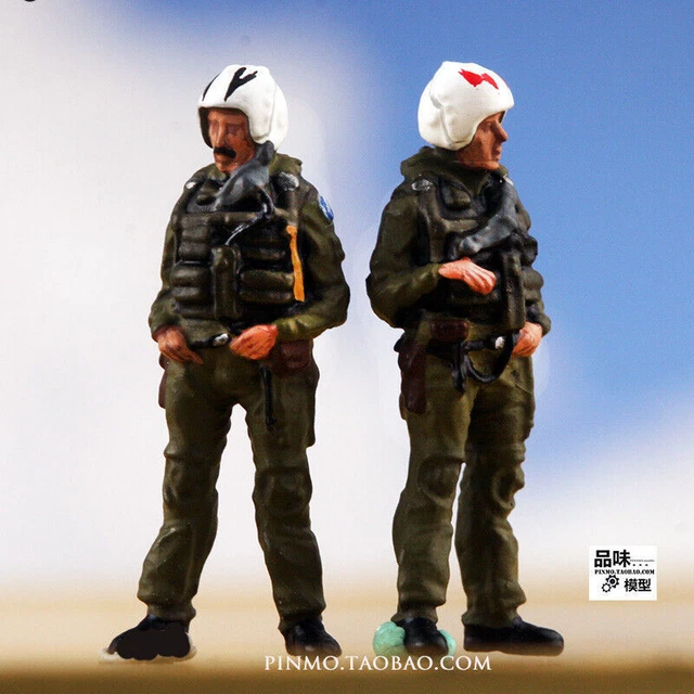 Homemade 1/72 US Fighter Pilot 2 Soldiers Painted Finished Model with Coloring