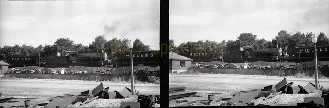 Midland Electric Coal 0-6-0 Steam Locomotive #85 - Vintage Railroad Negatives x2