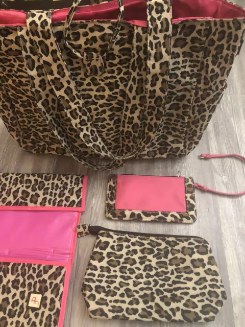 Leopard Print Diaper Bag With Matching Accessories Lizzy P Vinyl Type Material