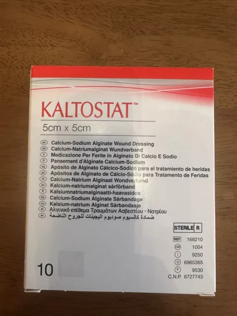 Kaltostat Calcium Sodium Alginate Sterile Wound Dressing 5cm x 5cm (x10)