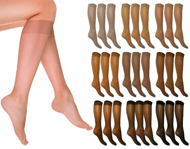 SHEER KNEE HIGH Pop Socks Ladies Comfort Top 15 Denier Sock (6 or 9