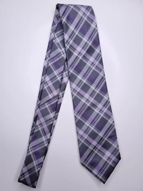Stafford Mens Formal Necktie 58"Lx3.25"W Gray/Purple Neck Tie
