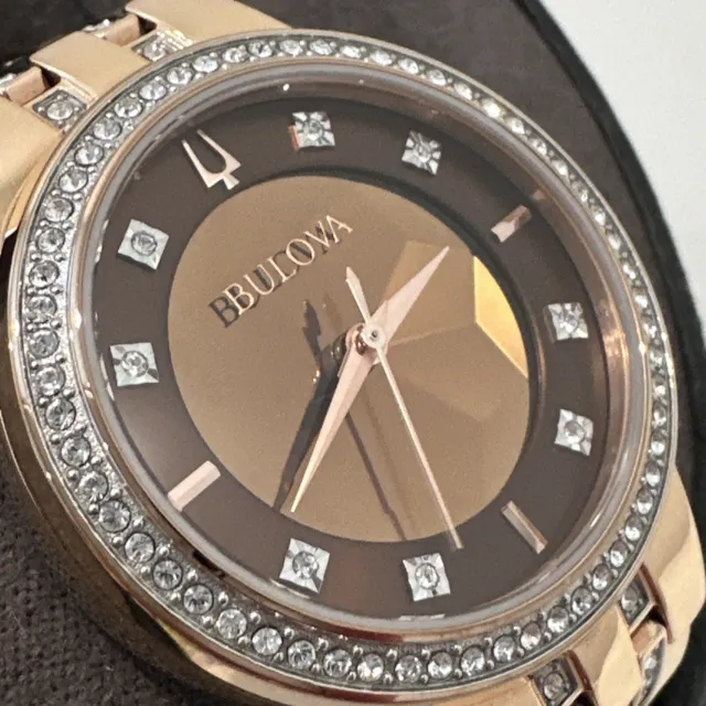 Bulova Women's Quartz Diamond Accent Gold Stainless Steel Watch 32mm 98L266