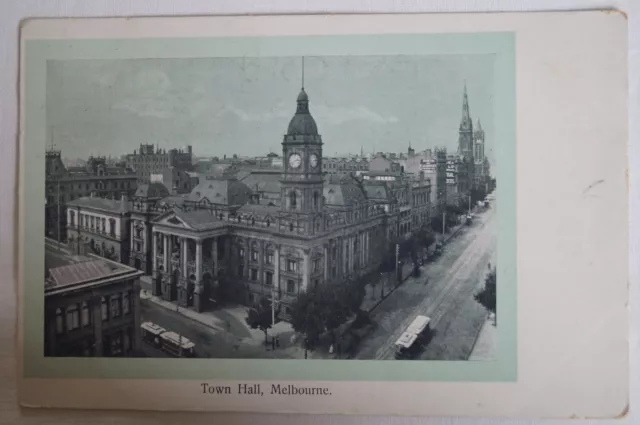 Town Hall Melbourne Victoria Aust Historic Vintage Antiquarian Postcard.