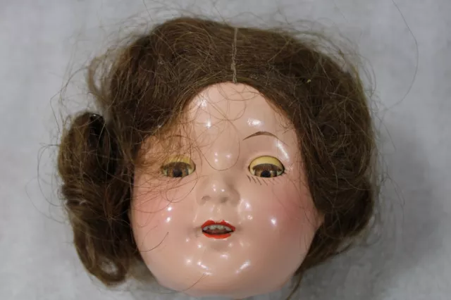 VINTAGE 1930s Composition 15" Doll Open Mouth Teeth Brown Hair Eyes EB