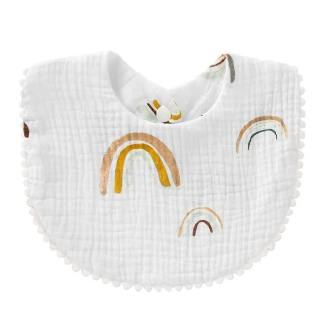 Cotton Baby Bib Solid Color Ruffle Absorbent Baby Tassel Bib Burp Cloths Bandana