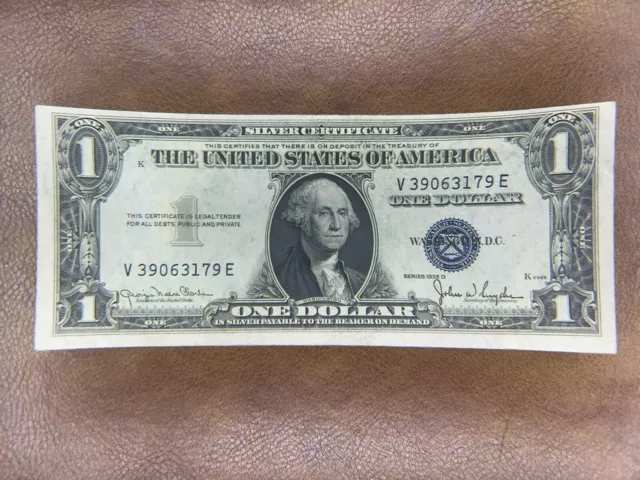 1935 One Dollar Blue Seal Note Silver Certificate Old US Bill $1
