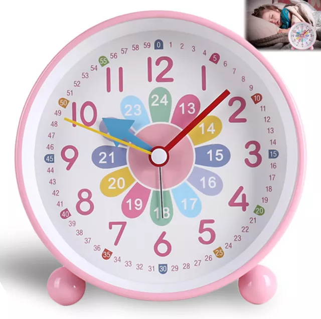 Kids Alarm Clocks Silent Non Ticking Battery Powered Table Clock Analog Quartz