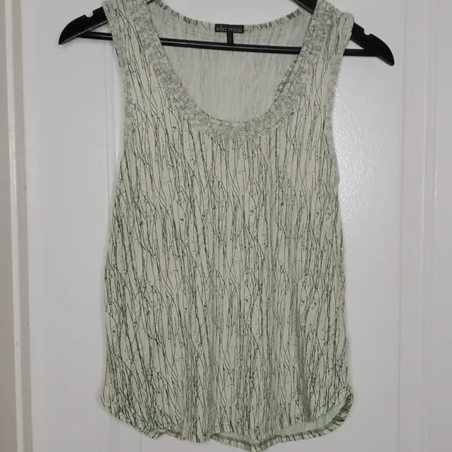 ELLA MOSS tank top size Medium green and white casual cotton blend