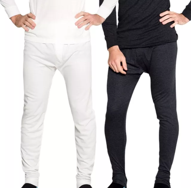 2 Pack Mens Wool Blend Thermal Long Johns Pants Black or Beige