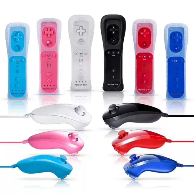 For Nintendo Wii/U 2 in 1 Remote Motion Plus Controller Nunchuk Wiimote