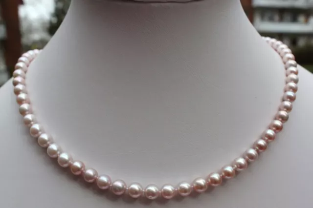 A1V 47cm Echt Süßwasser Zucht Perlen Schmuck Perlenkette Halskette Kette Collier