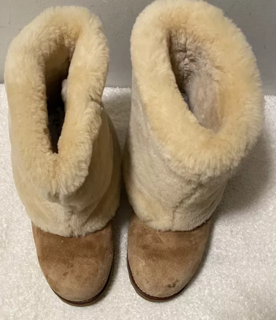 UGG Australia Boots Womens 8 Patten Shearling 3220 Ankle Winter Tan Leather