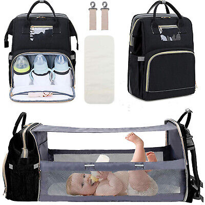 3 in 1 Travel Bassinet Foldable Baby Bed, Diaper Bag Backpack,Portable Crib