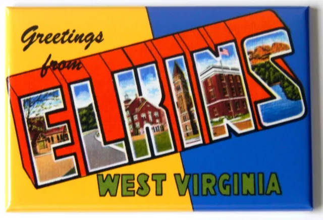Greetings from Elkins West Virginia FRIDGE MAGNET travel souvenir