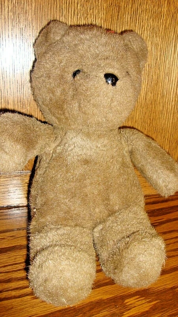 RARE VTG BROWN Teddy Bear 12" Plush Stuffed Animal Black Plastic Eyes ...