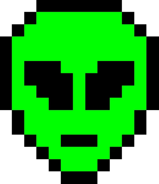 Neon Green Pixel Alien Digital art NFT card made created by ELY M. elymbmx 2021
