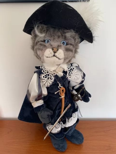 Rare KOSEN Grey with Blue Outfit Cat Musketeer Soft Stuffed Toy 42cm