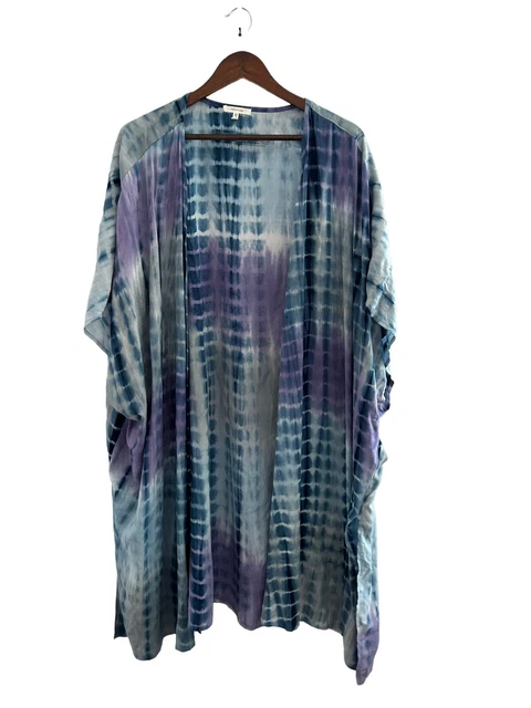 Maurices Women Blue Kimono Tie-Dye Size 2X/3X dip dye plus