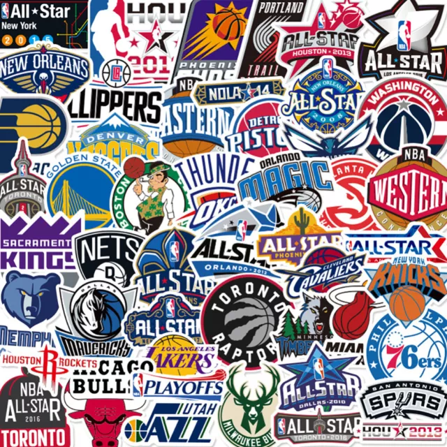 100pcs Basketball Sports Team NBA Stickers KINGS LAKERS 76ERS BULLS JAZZ Skate