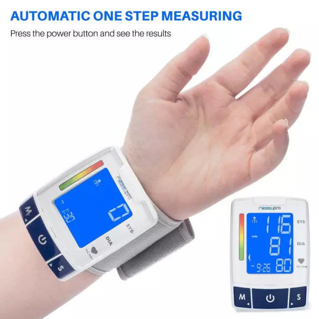 MeasuPro EasyRead Automatic Digital Wrist Blood Pressure Monitor with Heart Rate 2