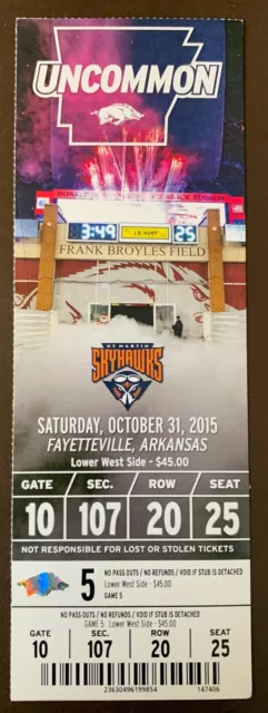 Arkansas Razorbacks 10/31/2015 NCAA football ticket stub vs UT Martin