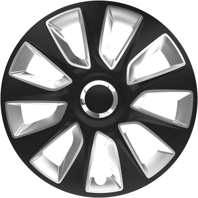 STRATOS RC BLACK AND SILVER 17 "  WHEEL TRIMS COVERS HUB CAPS 17 INCH 4 pcs SET