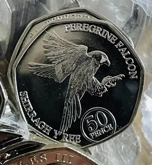 2023 IOM Peregrine Falcon 50p Coin King Charles Rare 50 Pence From Sealed Bag