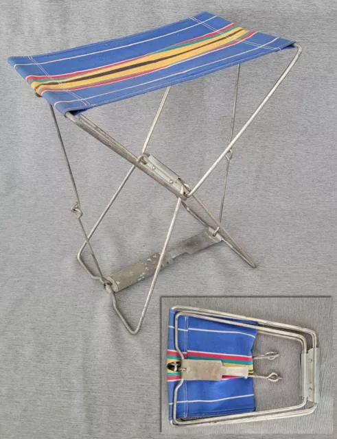 Originaler DDR Anglerhocker faltbar Stoffsitz Drahtgestell Angeln Camping Zelt