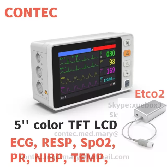 5‘’ Vital Signs ICU Patient Monitor Touch TFT  ECG,RESP,SpO2,PR,NIBP,TEMP,Etco2