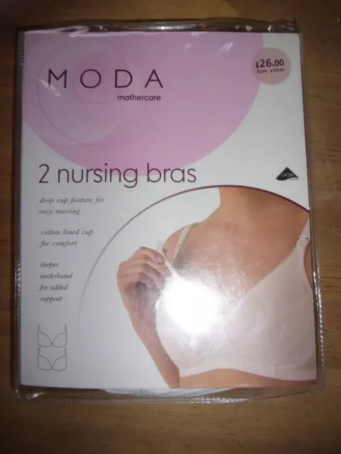 MODA MOTHERCARE 2 pack white cotton nursing bras 34D (03) RRP £26